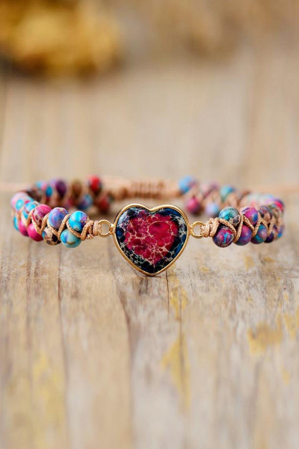 Handmade Heart Shape Natural Stone Bracelet 