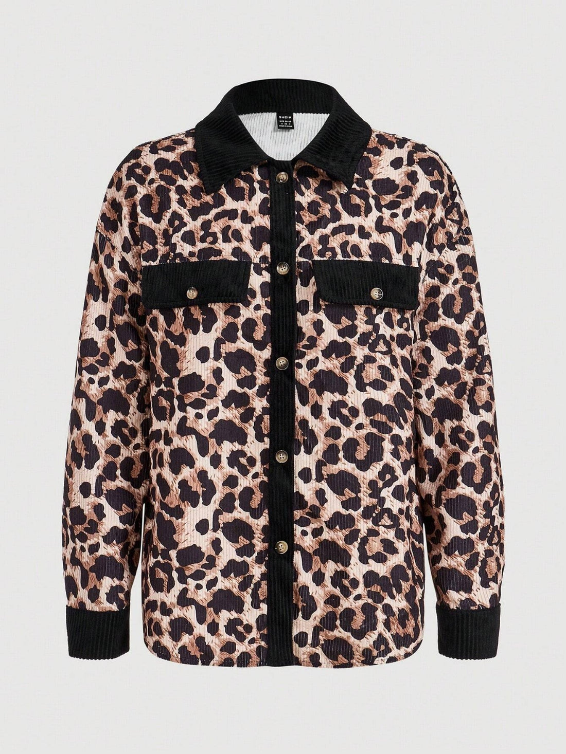 Leopard Collared Neck Button Up Shacket 