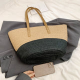 Contrast Straw Braided Handbag 