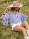 Square Neck Flare Sleeve Blouse 