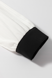 Contrast Notched Long Sleeve Blouse 