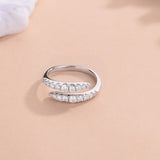 925 Sterling Silver Moissanite Bypass Ring 