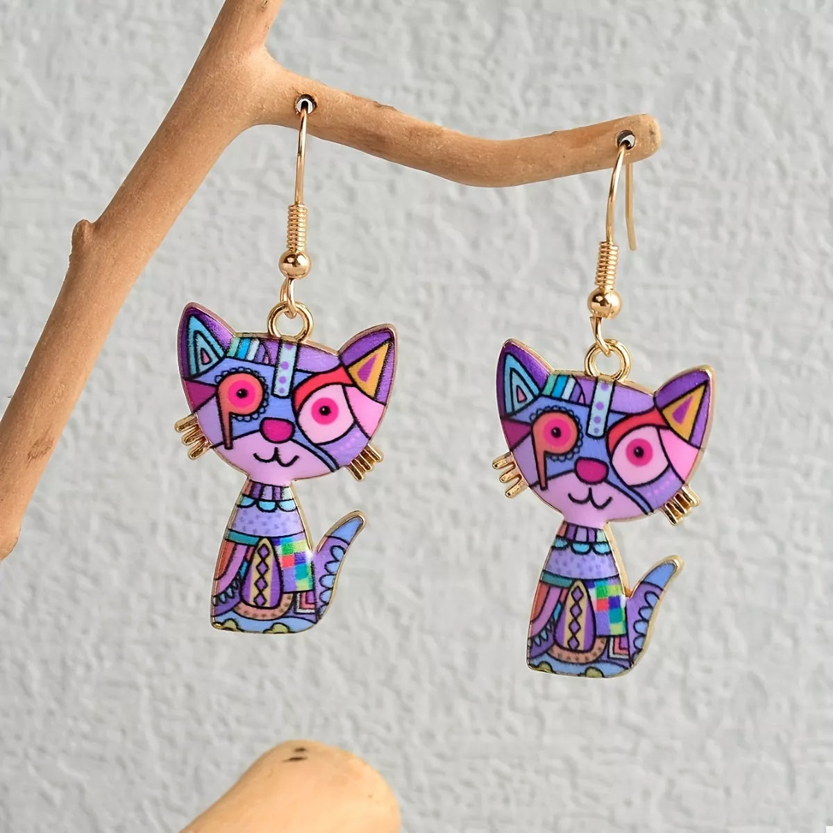 Colorful Cat Dangle Earrings 