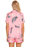 Printed Button Up Short Sleeve Top and Shorts Lounge Set Lingerie & Nightwear