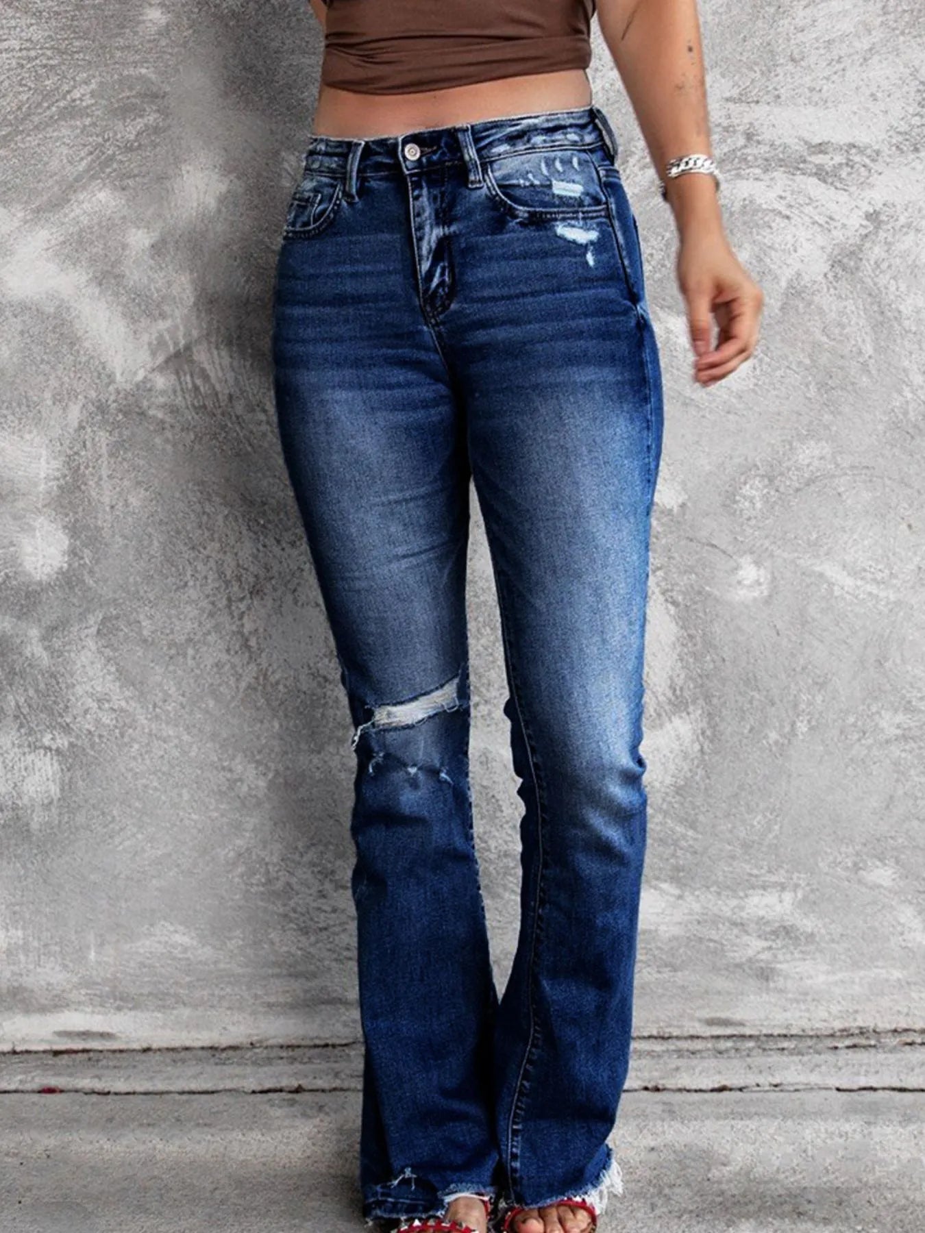 Distressed Flare Jeans 