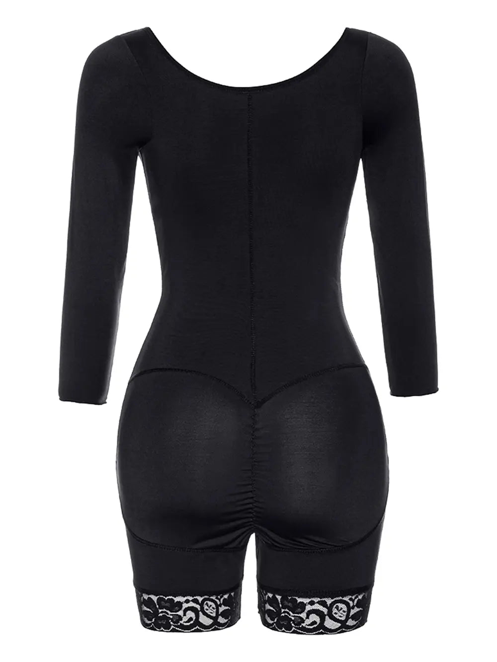 Full Size Zip Up Lace Detail Long Sleeve Shapewear Lingerie & Nightwear