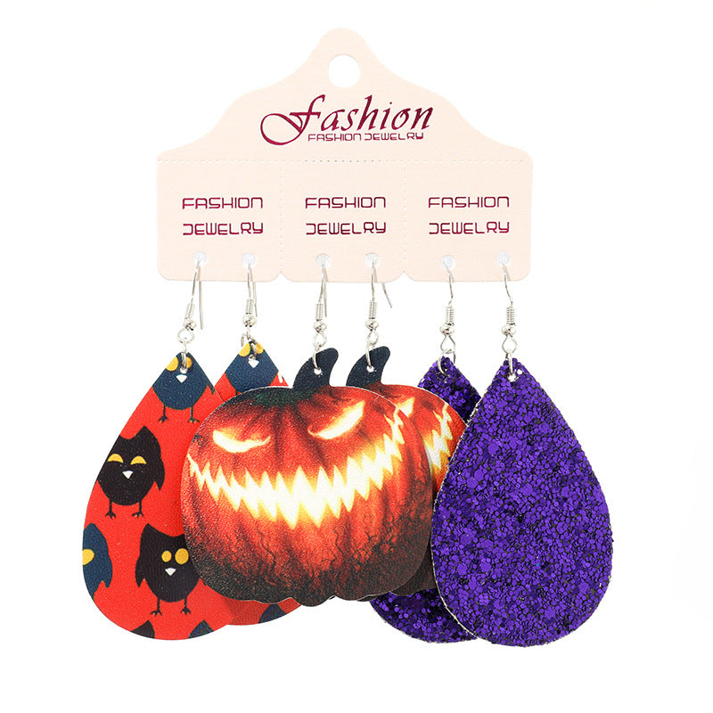 Teardrop Shape Halloween Theme Dangle Earrings 