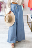 Beau Blue Mineral Wash Button Fly Waist Wide Leg Jeans Bottoms/Jeans