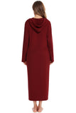 Zip Front Hooded Night Dress with Pockets 