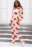 Fuzzy Heart Zip Up Hooded Lounge Jumpsuit Lingerie & Nightwear