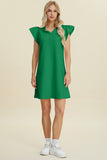 Double Take Full Size Ruffled V-Neck Cap Sleeve Dress 