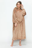 Double Take Full Size Pocketed Hooded Midi Lounge Dress 