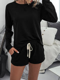 Round Neck Raglan Sleeve Top and Shorts Lounge Set Lingerie & Nightwear