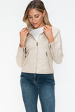 Snobbish PU Leather Zip Up Jacket with Pockets 