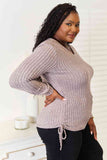 Double Take Drawstring Ribbed Long Sleeve T-Shirt 