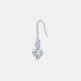 5.44 Carat 925 Sterling Silver Moissanite Heart Drop Earrings 
