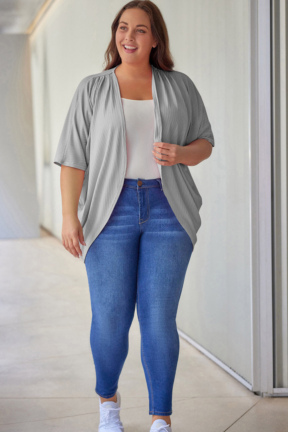 Plus Size Ribbed Cocoon Cover Up 