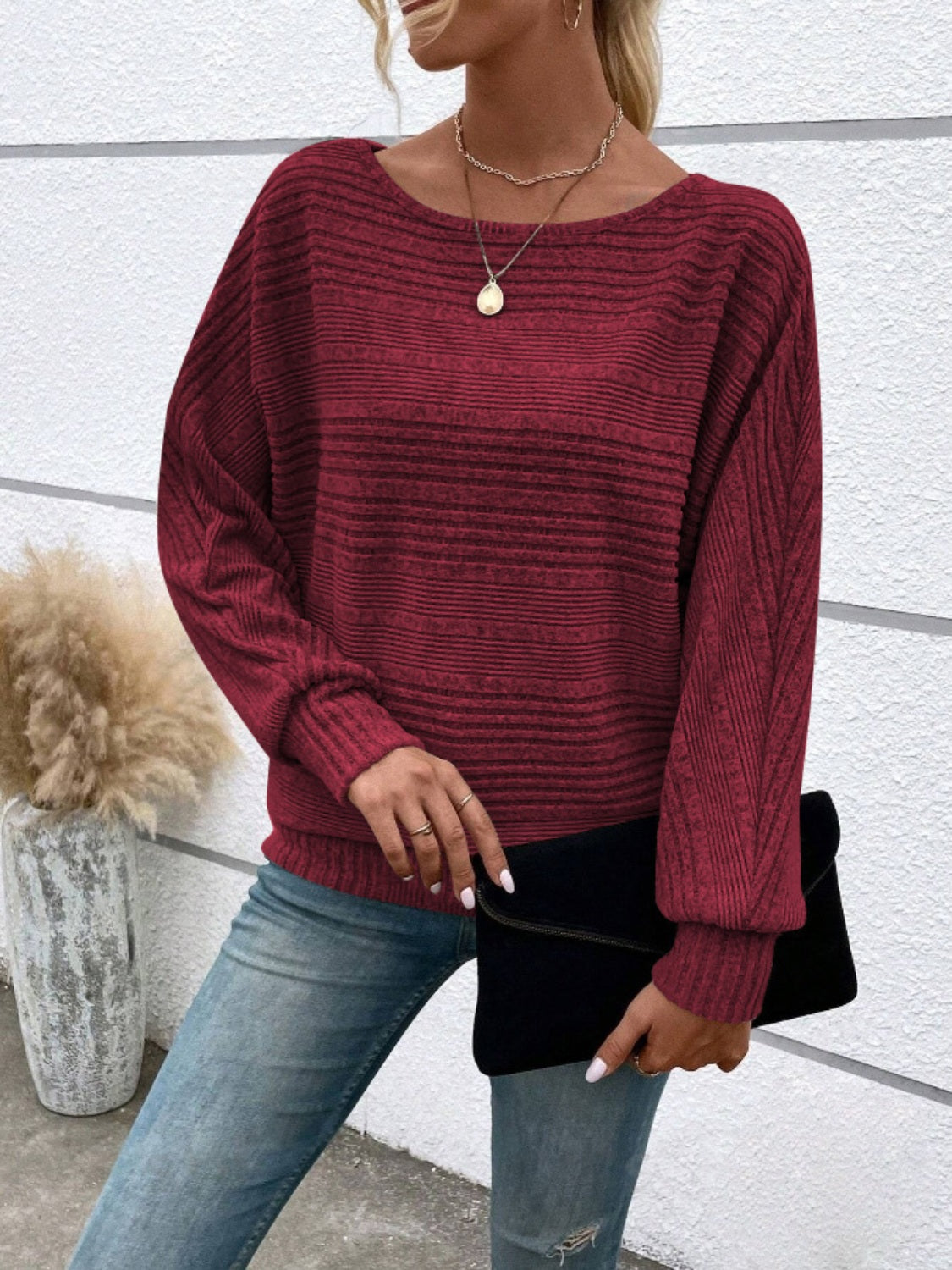 Full Size Round Neck Long Sleeve Top 