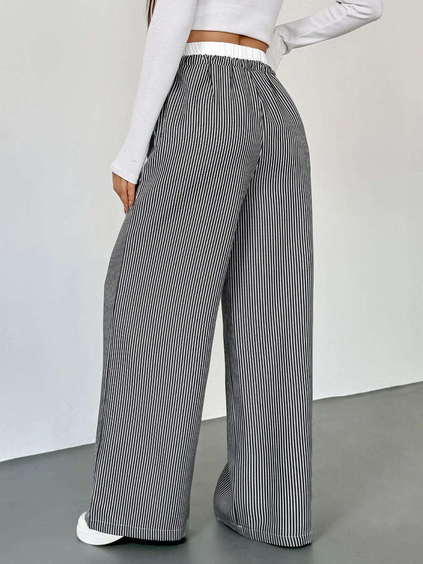 Striped Wide Leg Drawstring Pants 