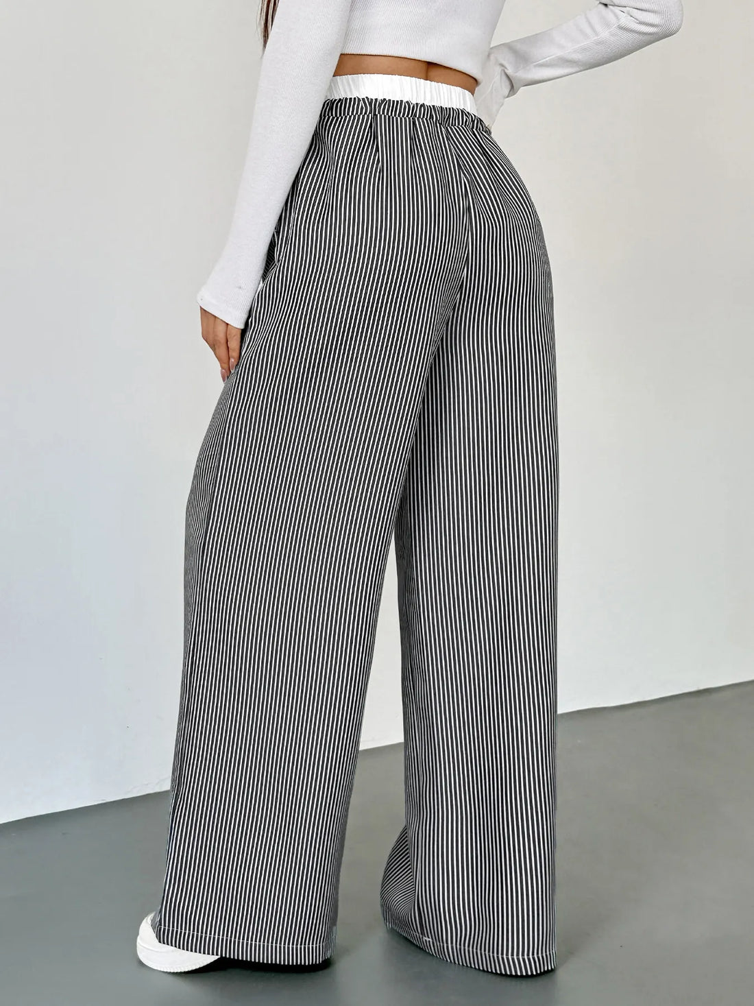 Striped Wide Leg Drawstring Pants 