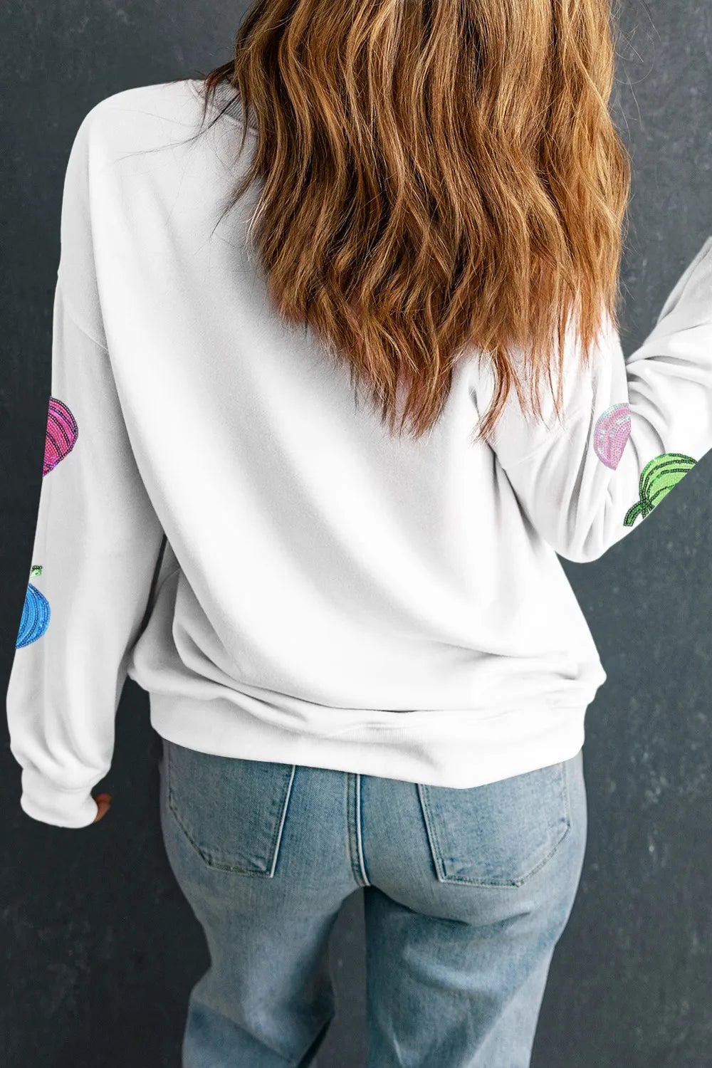 Pumpkin Round Neck Long Sleeve Sweatshirt 