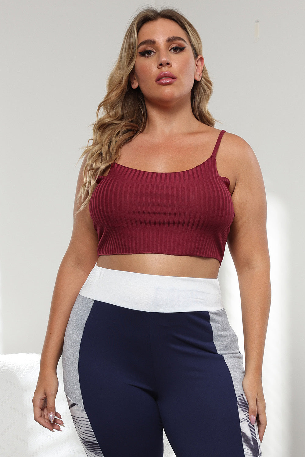 Plus Size Ribbed Spaghetti StrapTop 