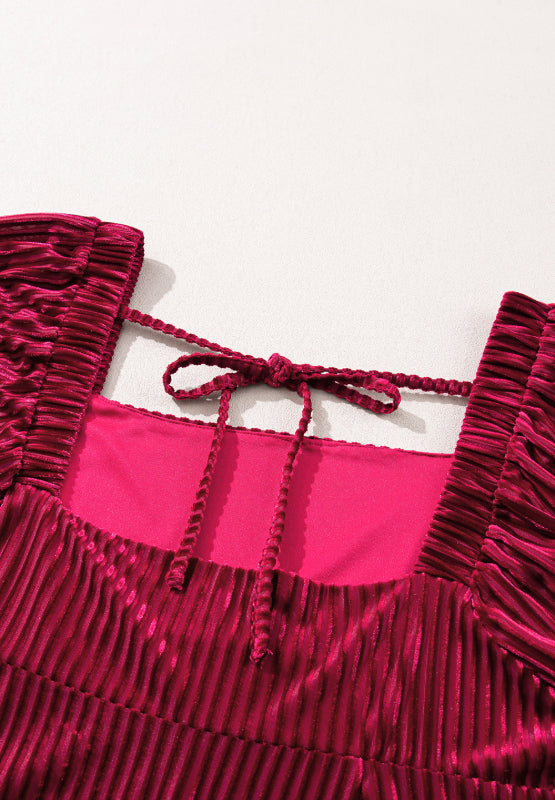 Square Neck Long Sleeve Mini Dress 