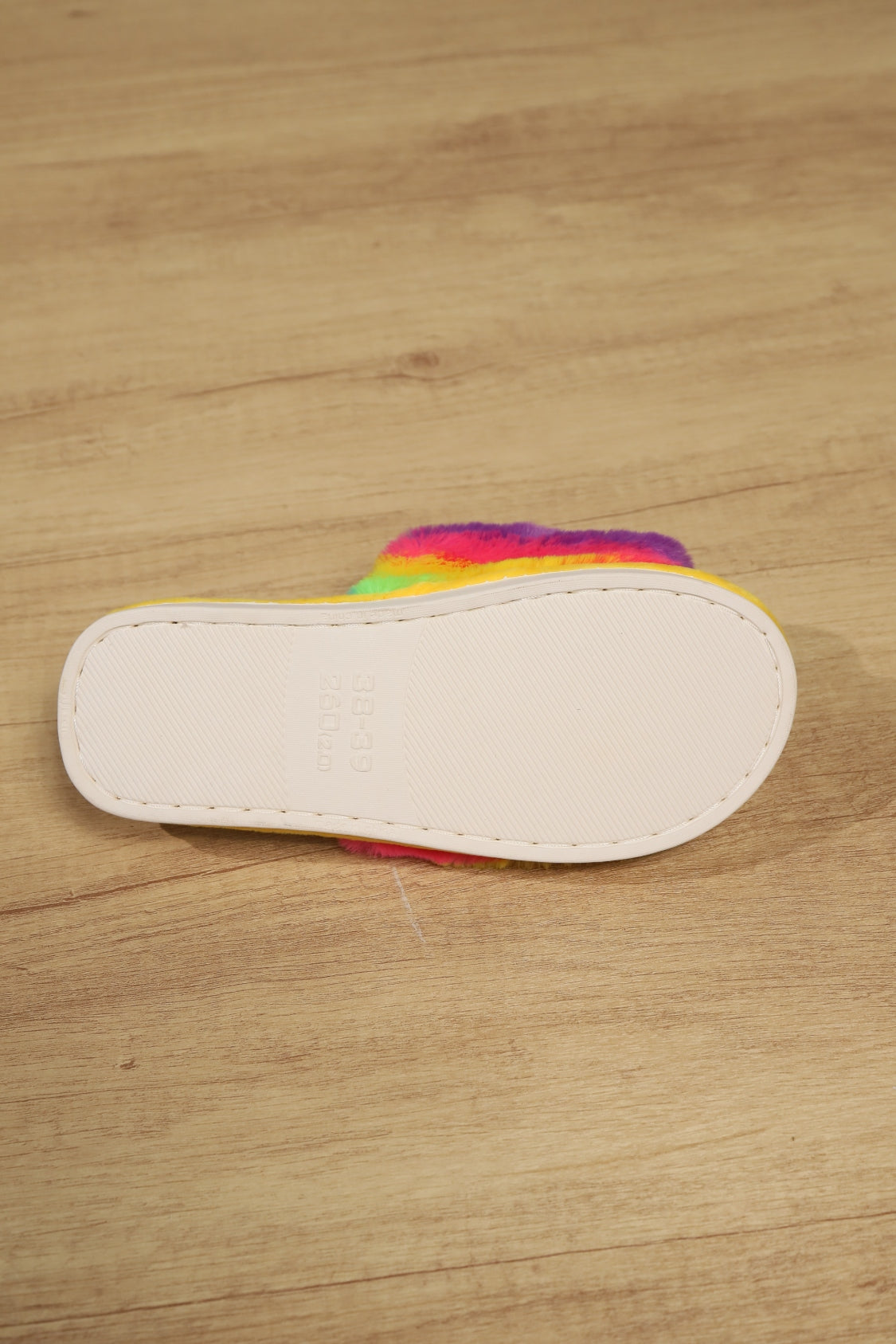 Color Block Open Toe Faux Fur PVC Slippers 