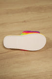 Color Block Open Toe Faux Fur PVC Slippers 