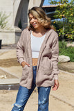 Full Size Teddy Hooded Jacket with Pockets 