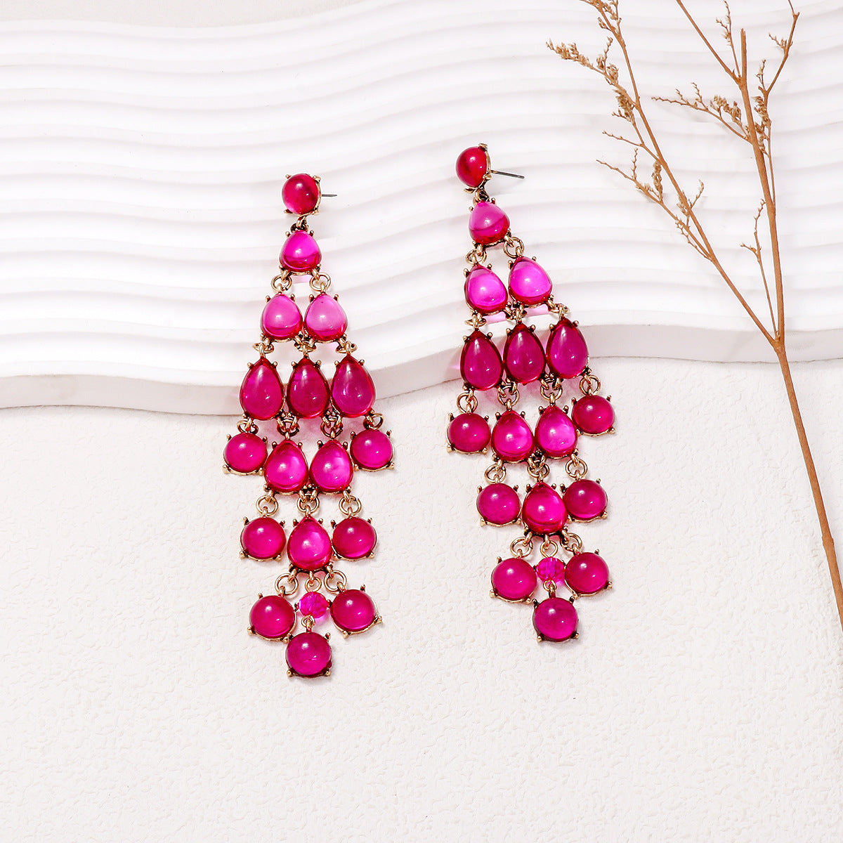 Alloy & Rhinestone Teardrop Earrings 