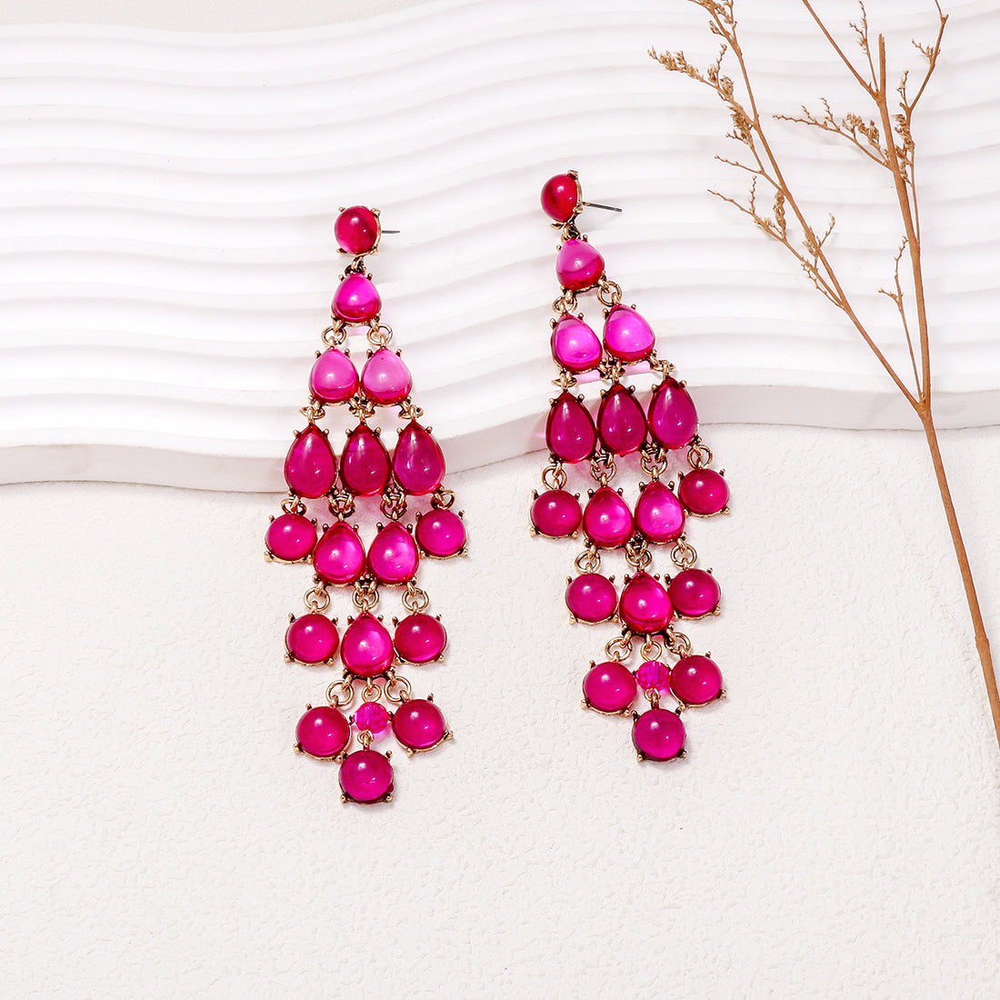 Alloy & Rhinestone Teardrop Earrings 