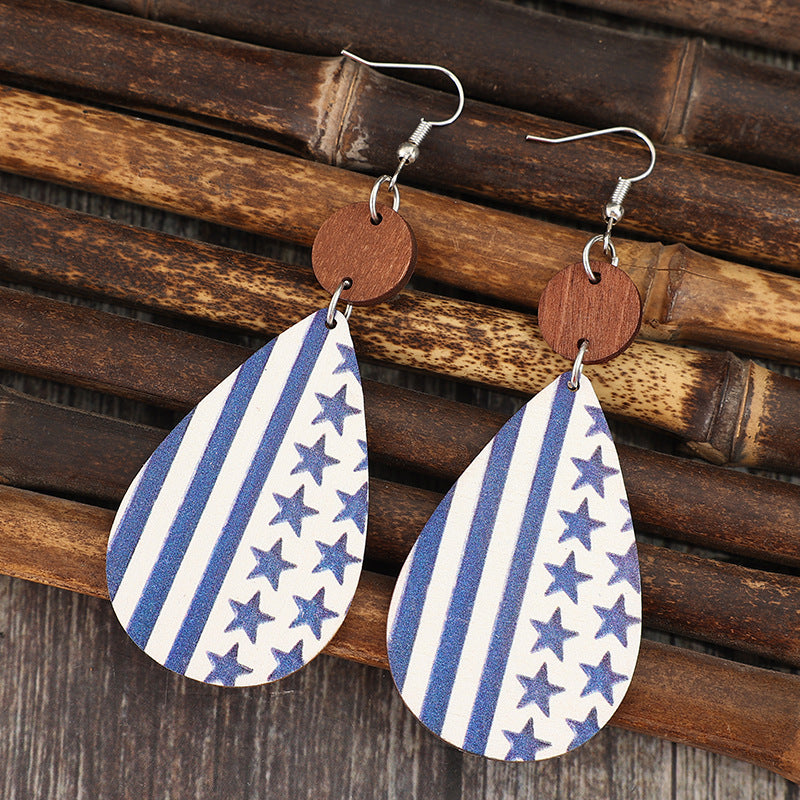 Printed PU Leather Dangle Earrings 
