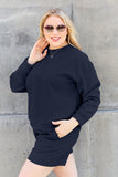 Double Take Full Size Texture Long Sleeve Top and Drawstring Shorts Set 