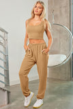 Square Neck Tank, Cover Up and Joggers Active Set 