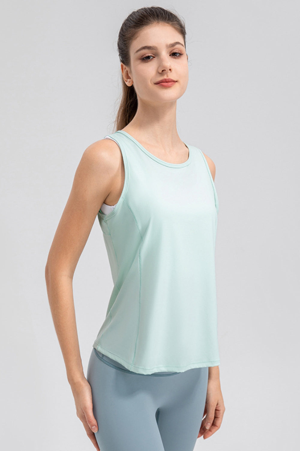 Wide Strap Round Neck Active Tank 