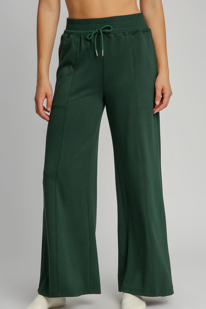 Umgee Full Size Drawstring Wide Leg Pants with Pockets 