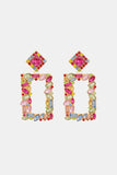 Square Shape Glass Stone Dangle Earrings 