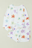 Printed Quarter Button Top and Drawstring Shorts Lounge Set Lingerie & Nightwear
