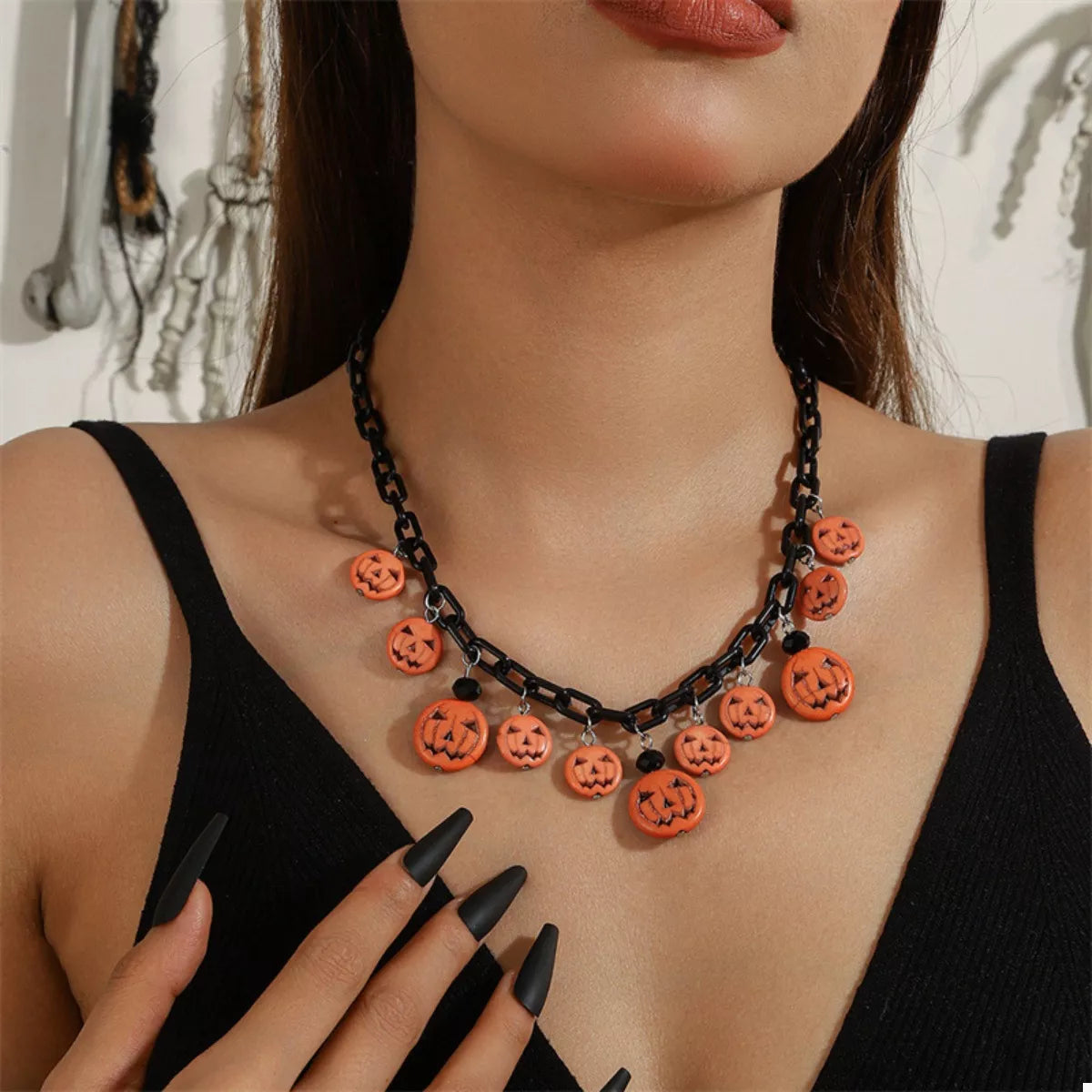 Halloween Skull Ghost Charm Necklace 