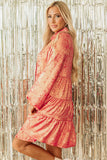Apricot Metallic Sheen Puff Sleeve Button Up Mini Shirt Dress Dresses/Mini Dresses