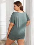 Plus Size Round Neck Short Sleeve Two-Piece Loungewear Set 