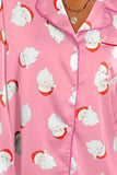 Santa Collared Neck Long Sleeve Top and Shorts Lounge Set Lingerie & Nightwear