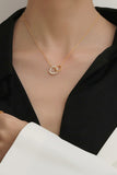 Pearl Hoop Link Pendant Necklace 