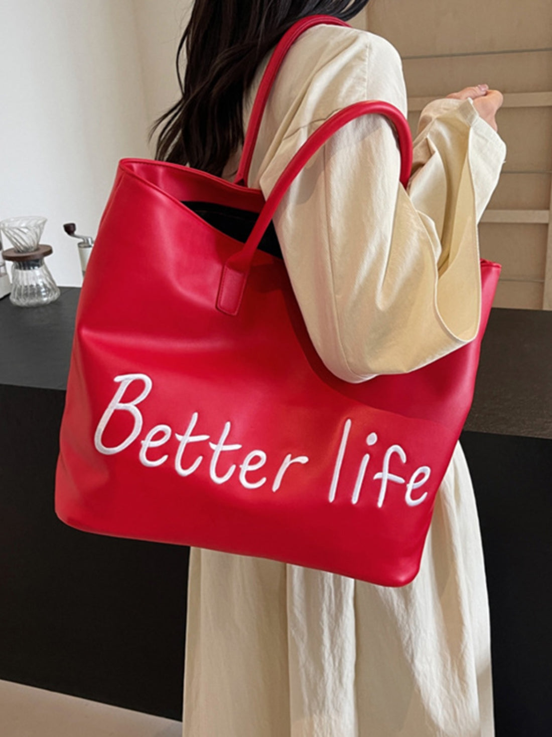 BETTER LIFE PU Leather Tote Bag 
