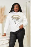 Simply Love Graphic Dropped Shoulder Round Neck Sweatshirt 