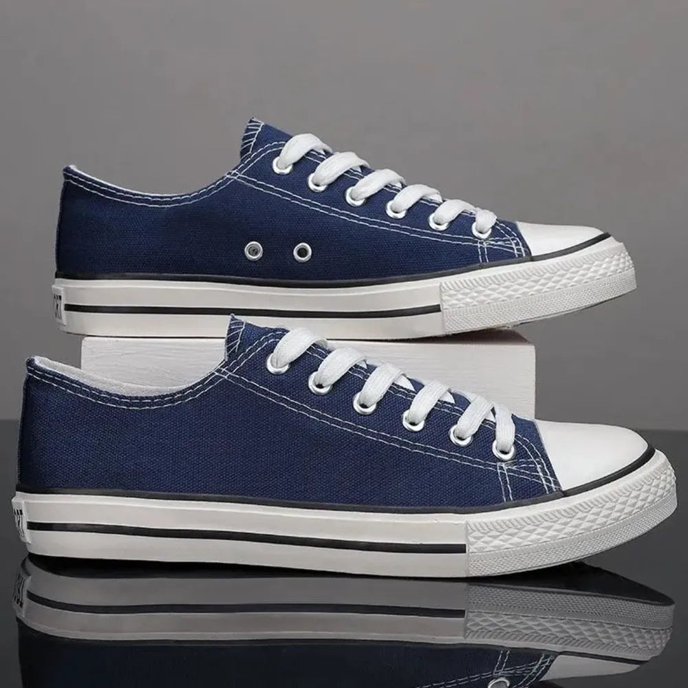 Lace Up Round Toe Canvas Sneakers 
