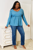 Jade By Jane Full Size Frill Trim Babydoll Blouse 