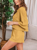 Waffle Knit Top and Shorts Lounge Set Lingerie & Nightwear