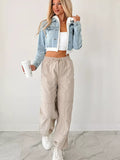 Distressed Zip Up Cropped Hooded Denim Jacket 